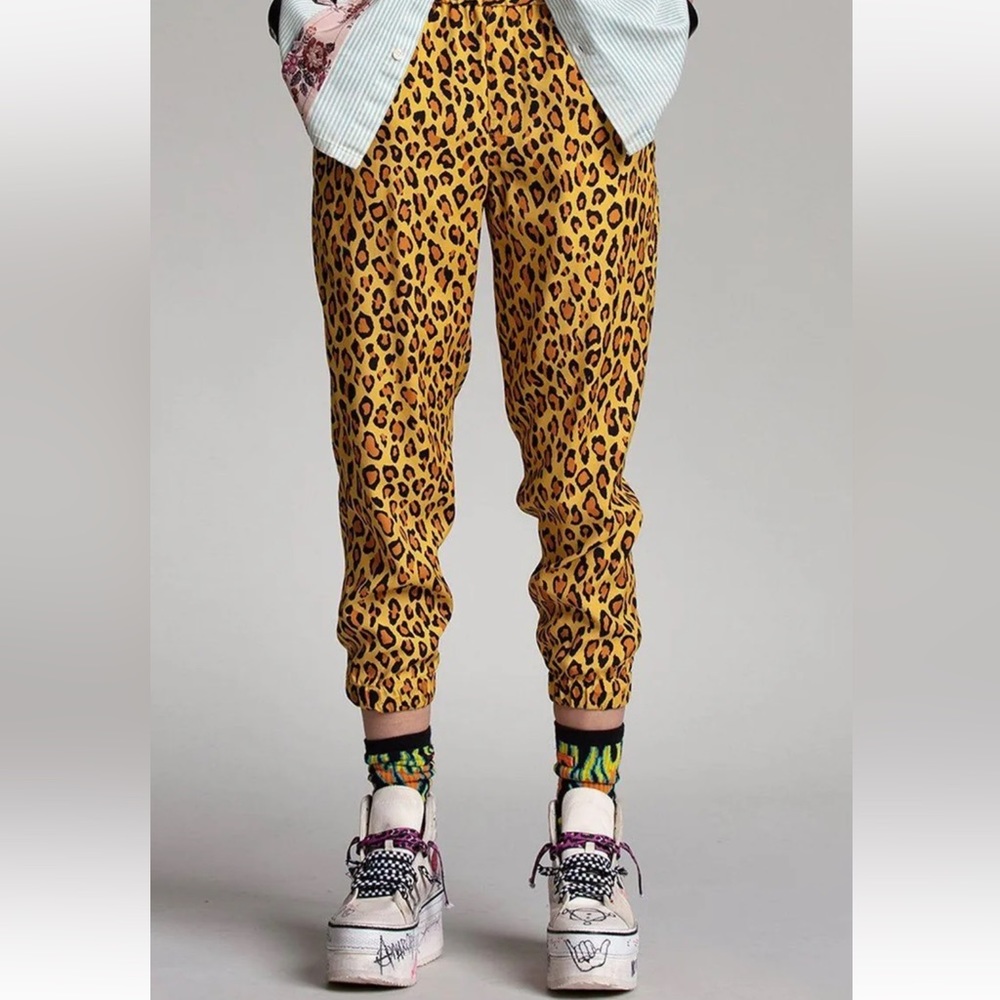 NWOT R13 Harem Jogger Pants Yellow Leopard $495 Sz S 100% AUTHENTIC